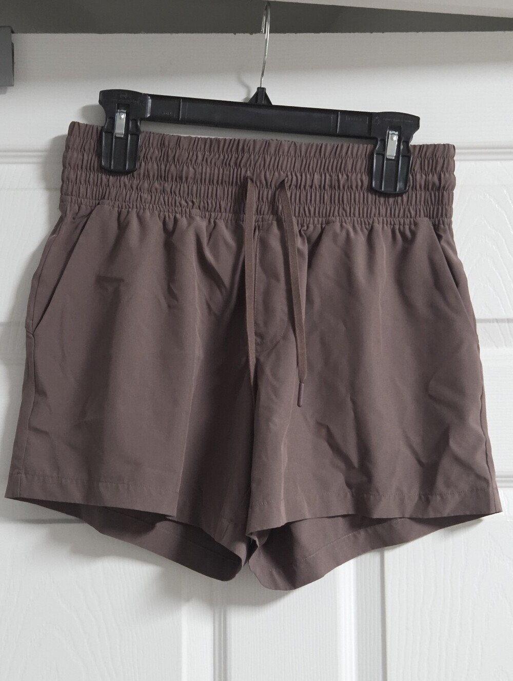 90 Degree By Reflex Women's Elastic Waist Drawstring Shorts - Brown Size M